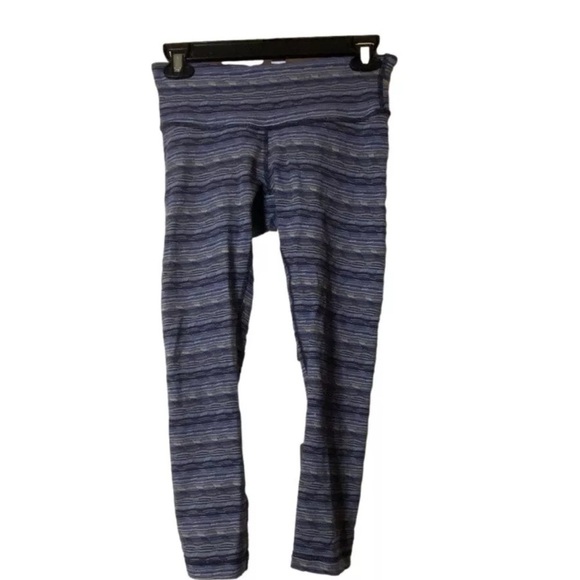 Lululemon Wunder Under Crop Hi Rise Space‎ Dye Twist Sapphire Blue Multi - Picture 1 of 5